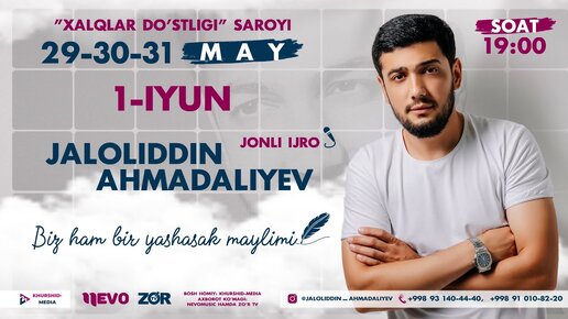 Jaloliddin Ahmadaliyev - Biz ham bir yashasak maylimi nomli konsert dasturi 2023-yil