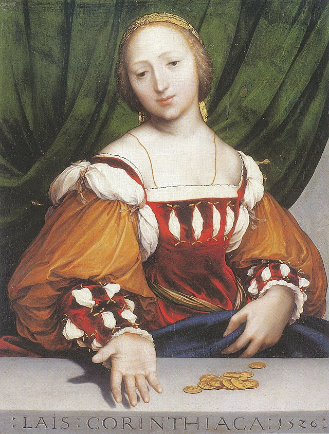 Позднейшее изображение той самой Лаисы. Была и другая Лаиса, Гикаррская. С античными описаниями ее внешности рекомендую ознакомиться.