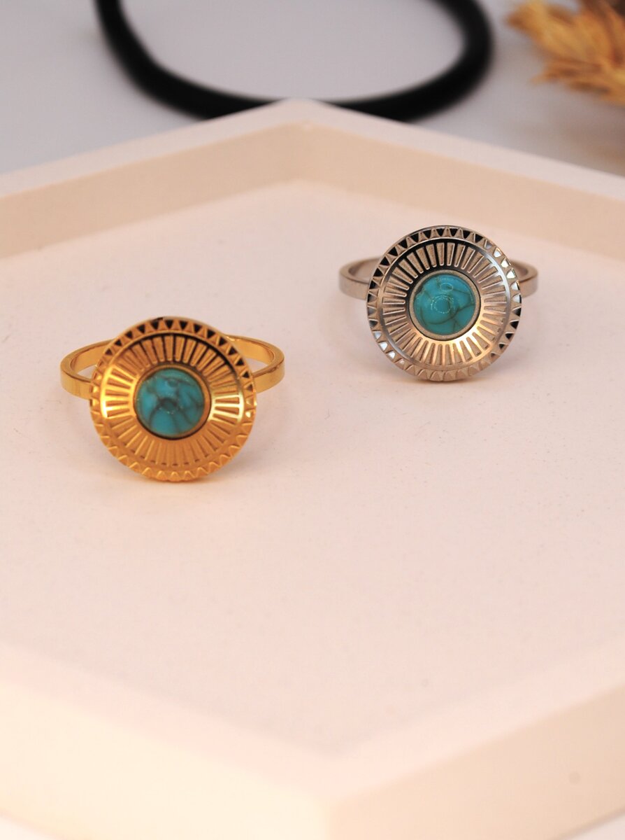 Кольцо серебряное бирюза "Sun"