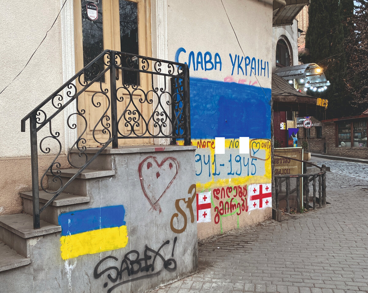 Украинские флаги в Тбилиси