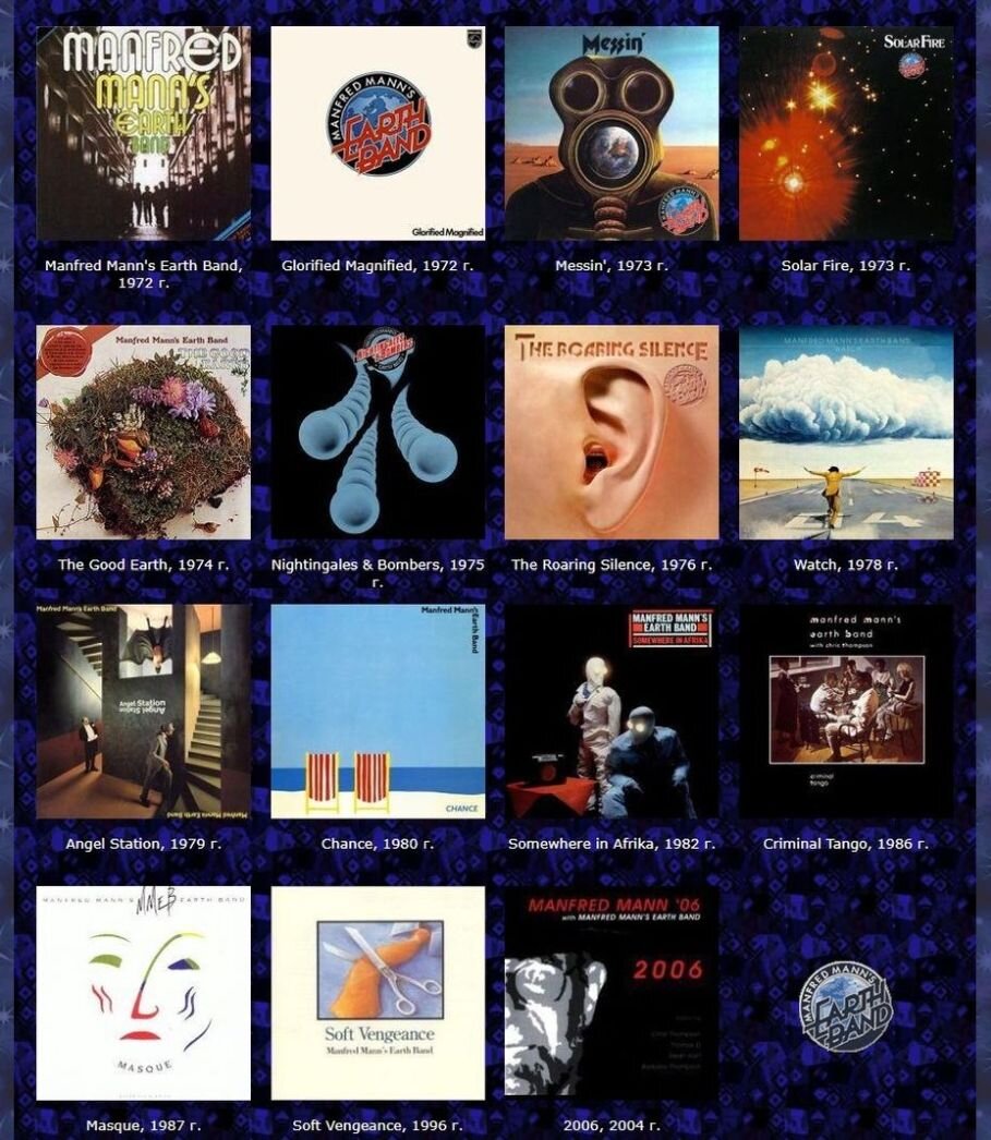 Все студийные альбомы, записанные группой Manfred Mann’s Earth Band  