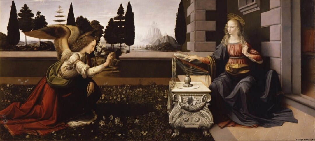 "Благовещение". Леонардо да Винчи. 1472г.