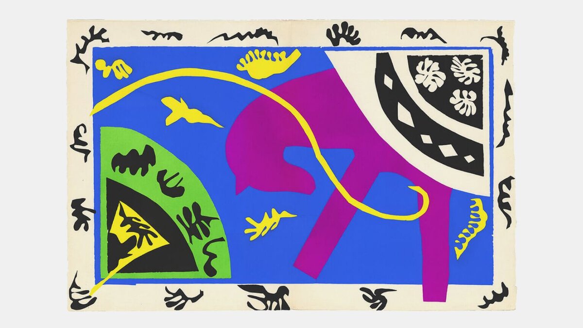    Лошадь, всадник и клоун (1943). Макет V из «Джаза» (1947)