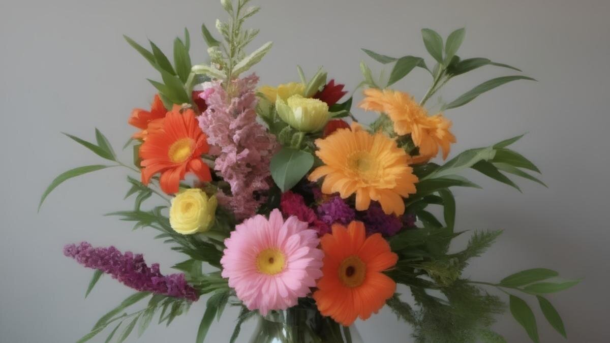    Букет цветов в вазе:Автоматически сгенерированное изображение, Stable Diffusionweb