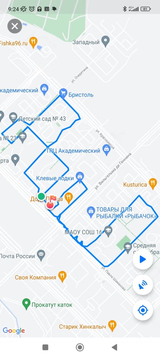 Маршрут утренней пробежки