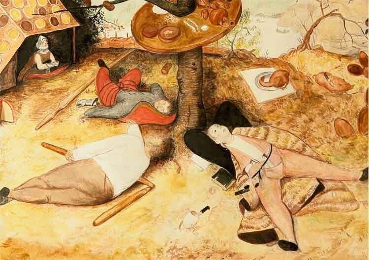Питер Брейгель старший (1525-1569). Страна лентяев (1567)