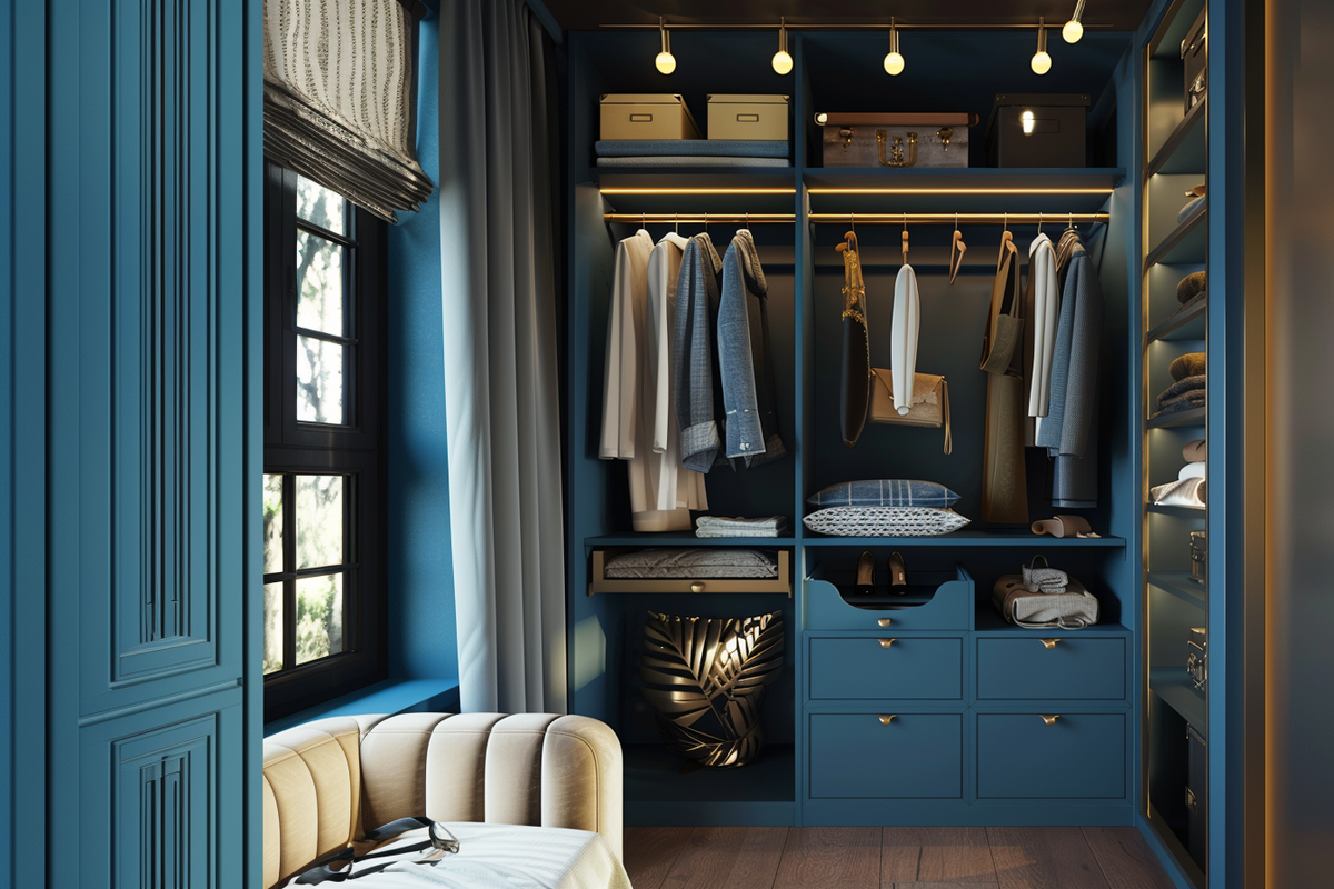 Гардеробная комната в доме, неоклассика