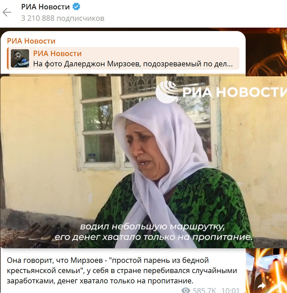    Скриншот: РИА Новости/Telegram