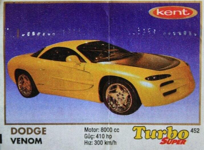 Вкладыш с Dodge от жвачки "Turbo"