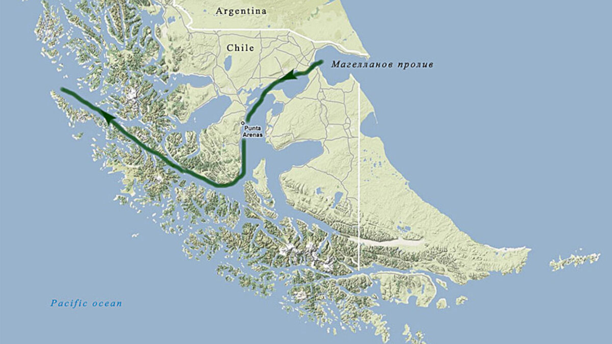 Магелланов пролив на карте