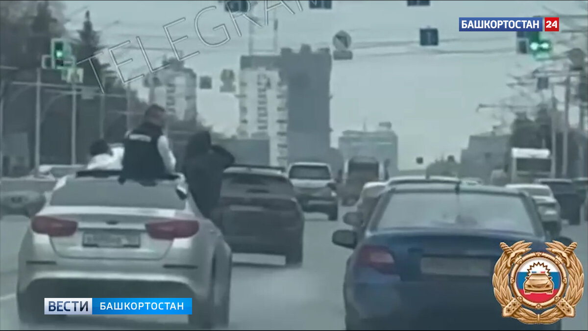    В Уфе задержали водителя Kia Optima, который ездил с пассажирами на крыше авто