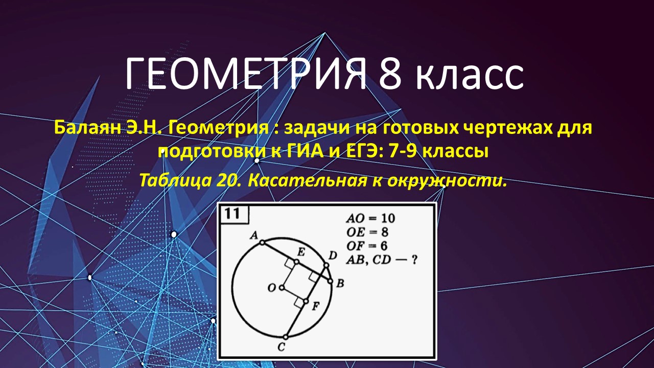 Геометрия 8 класс. Касательная к окружности в задаче № 11 на готовых  чертежах. | Математика школьнику подробно от души. | Дзен