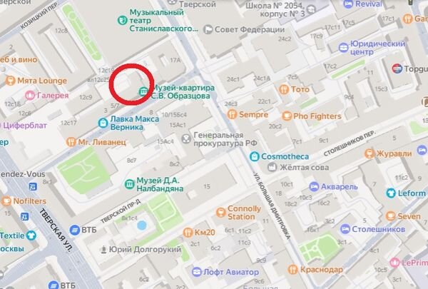 Место исчезнувшего храма на современной карте