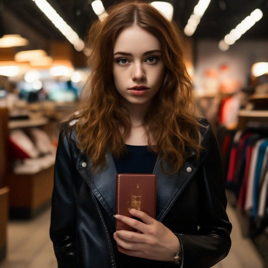 вот такую картинку мне сгенерировал ИИ на запрос про девушку с паспортом в магазине..Так-то на паспорт книжечка похожа