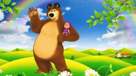 Мультфильм Игра для малышей Маша и Медведь. Собираем пазлы 🖼🧩🧩🧩 и Рисуем