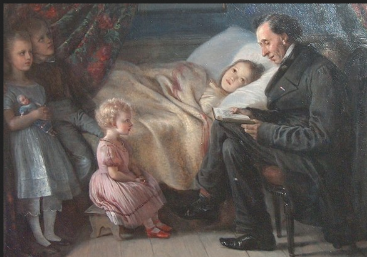  Элизабет Йерихау-Бауман. "Андерсен читает сказку детям", 1862 год.