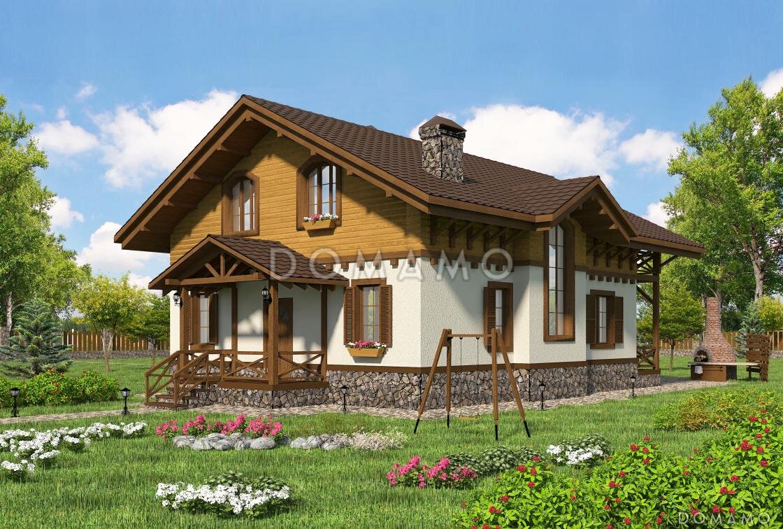 Проект D334— коттедж с мансардным этажом 