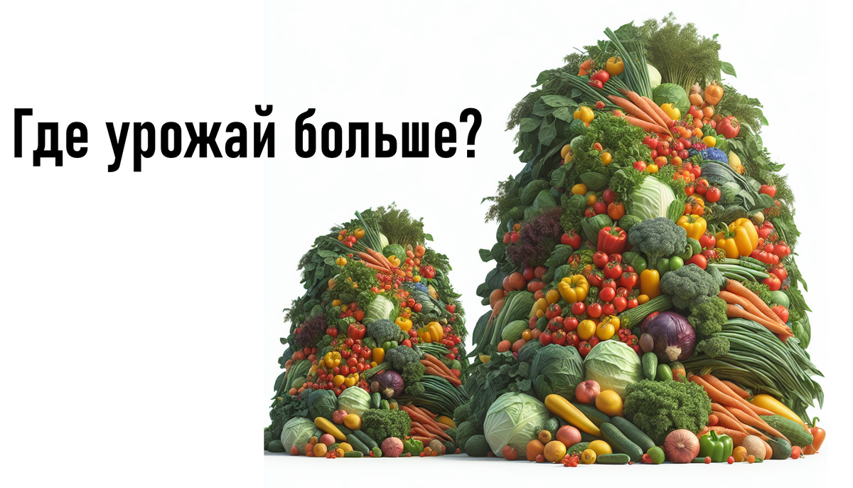 в какой куче овощей больше по количеству?