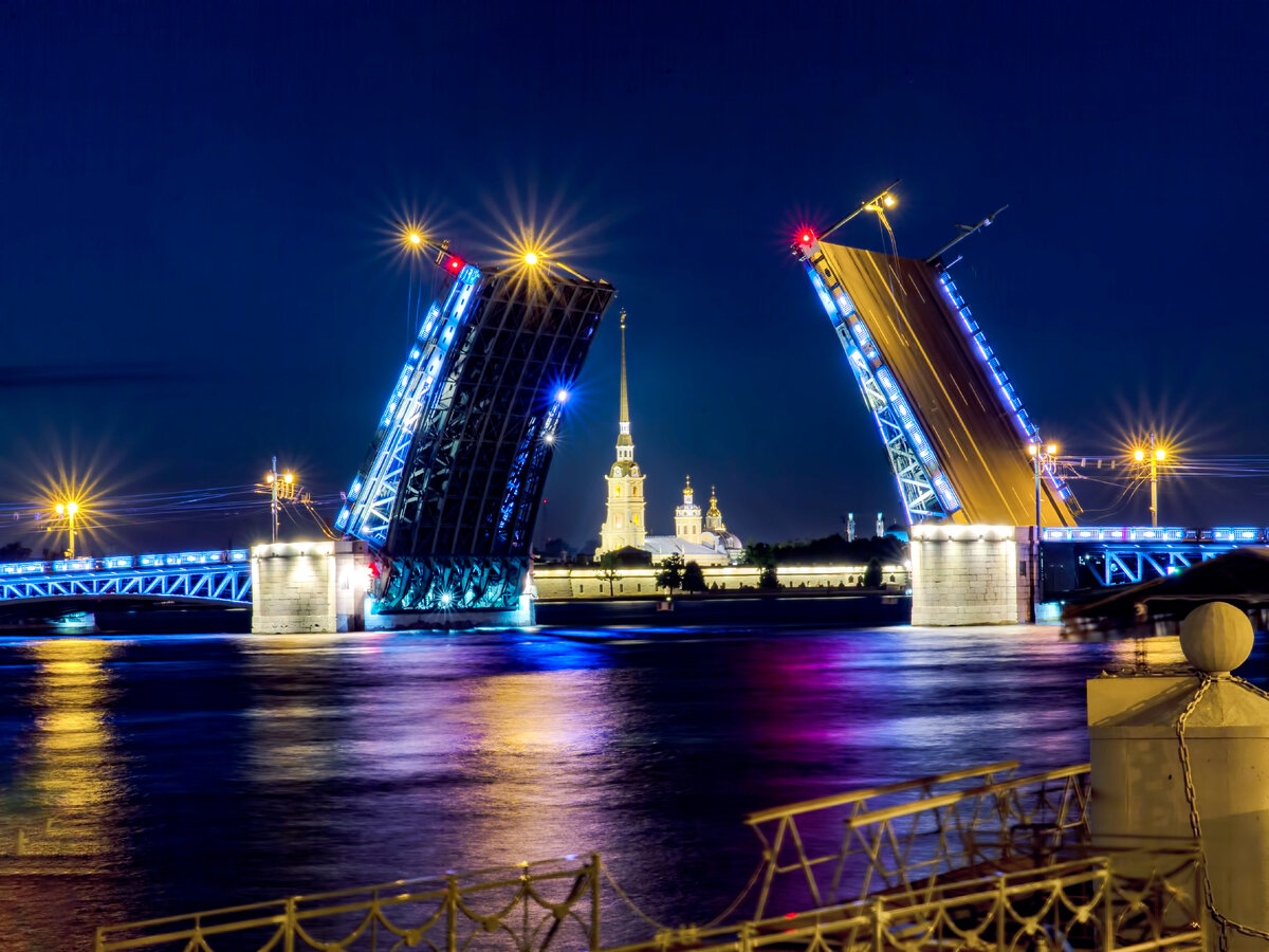 Петропавловская крепость в створе Дворцового моста