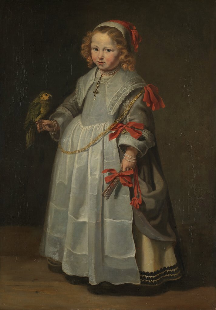 Неизвестный художник (Нидерланды), «Портрет девочки с попугаем», приблизительно 1640, холст, масло, 112 × 79 см, Национальная галерея, Лондон