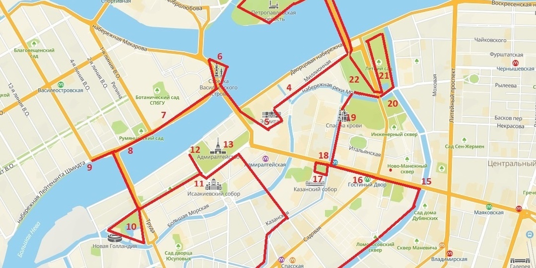 План-маршрут прогулки по Петербургу, если у вас есть только один день