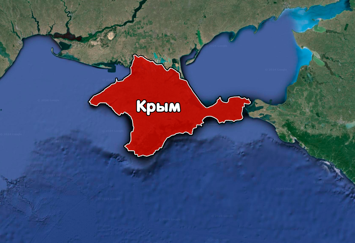 Полуостров Крым на карте черноморского региона России. Авторская карта