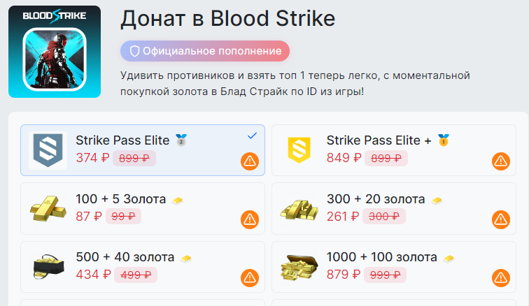 Стоимость доната в Блуд Страйк