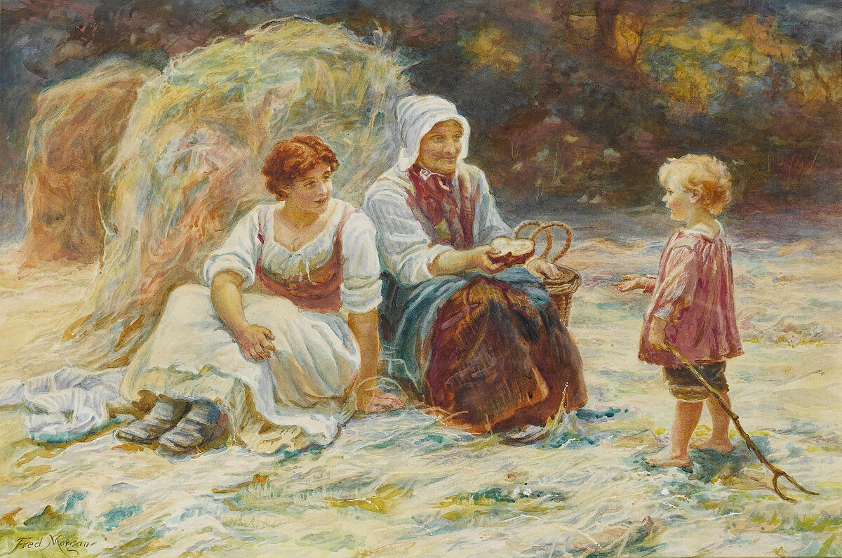 Фредерик Морган: Полуденный отдых, акварель 