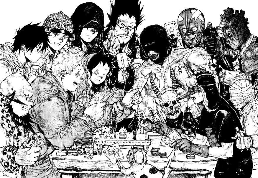 Dorohedoro манга. Дорохедоро босс крестоглазых. Дорохедоро рост персонажей.