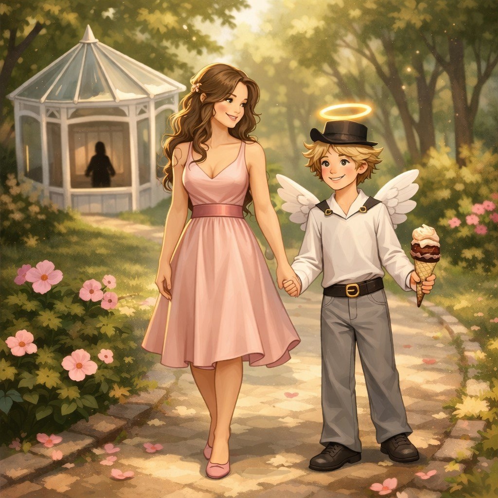 Мама с сыном в парке глазами Ваньки. Рисунок сгенерирован ИИ