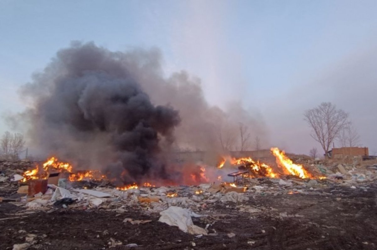    Пожар на несанкционированной свалке тушили несколько часов.