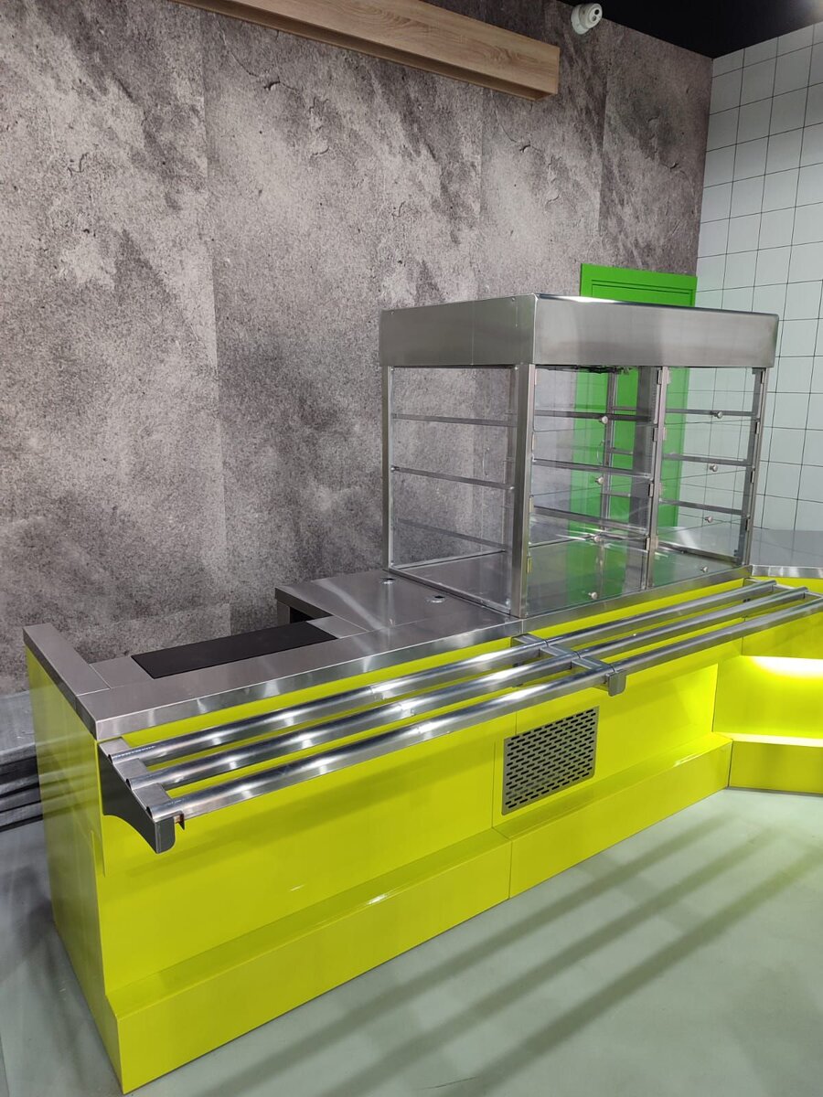 прилавок-витрина холодильная Волга ПВХ-112 МДФ, кассовое место Волга КМ-112 МДФ