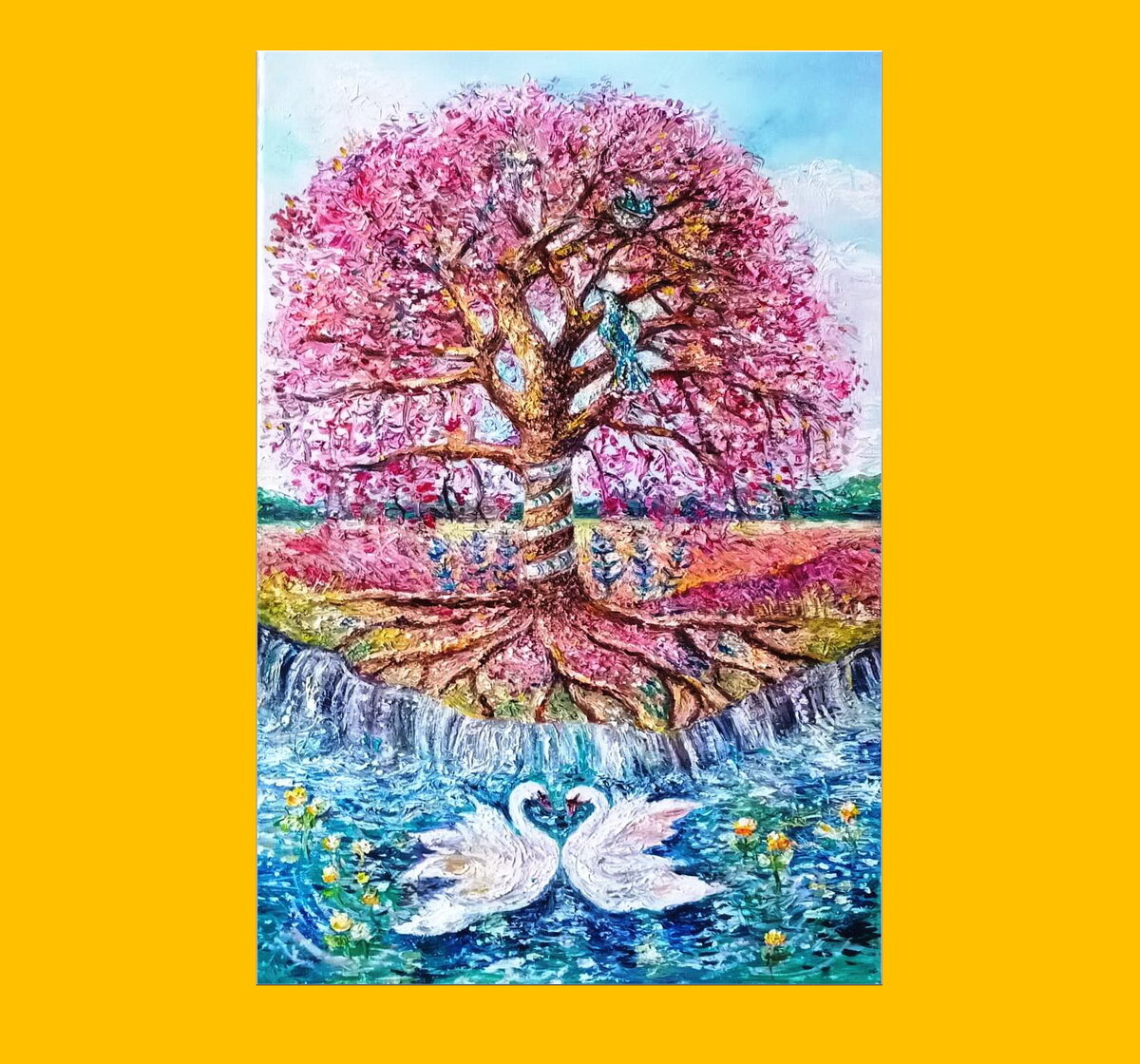 «Розовое счастье», холст, масло 2023 год. Энергетическая картина  на счастье в браке. Светлана Колодиева