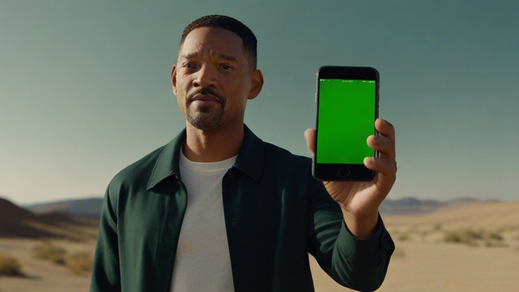 Will Smith со смартфоном green screen