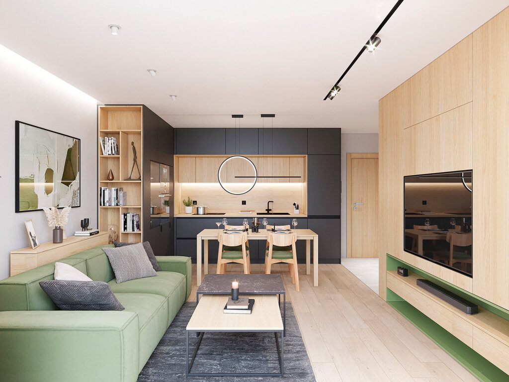 Кухня-гостиная в современном стиле (фото 1, источник Pinterest.com)