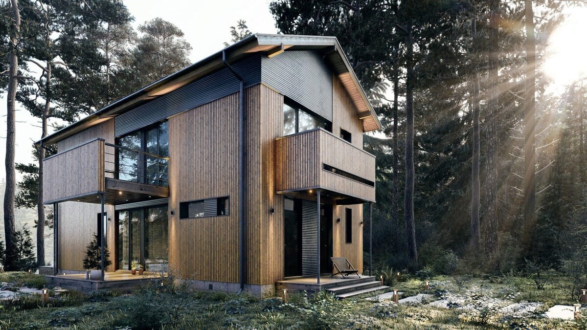 RH 134 — традиционный проект дома, под балконом можно обустроить небольшую террасу