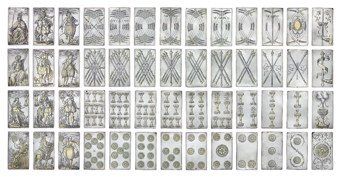 Игральные карты из серебра с позолотой, изготовленные в 1616 году