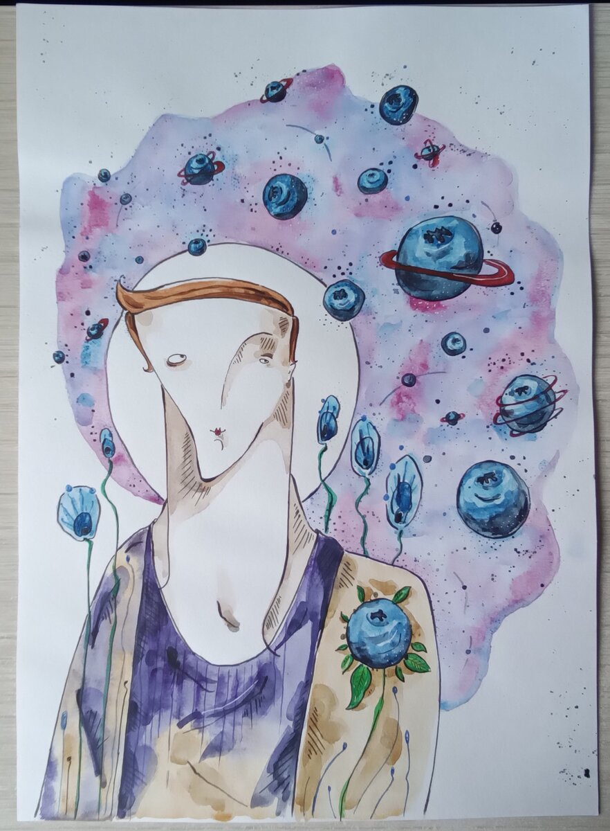 Авторская иллюстрация "Черничная галактика"