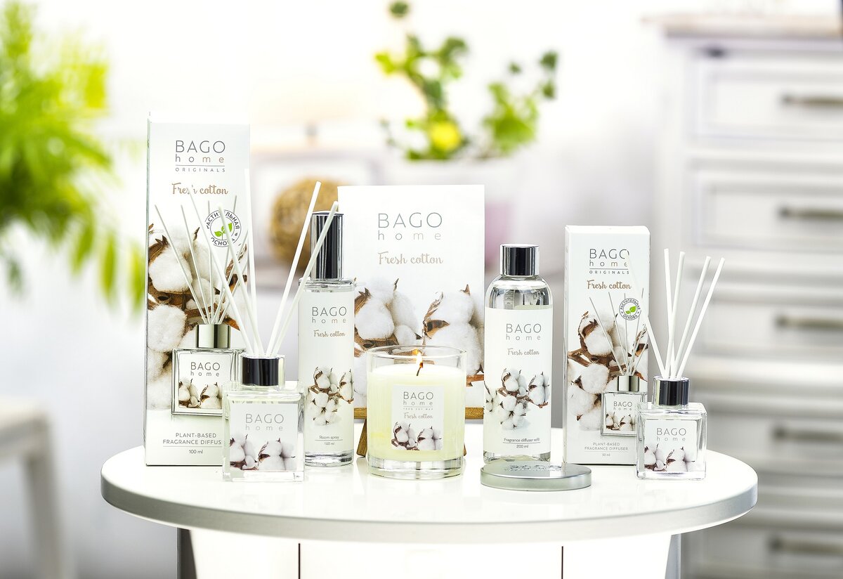 Свежий хлопок BAGO home ароматический диффузор, свеча, спрей, наполнитель для диффузора 