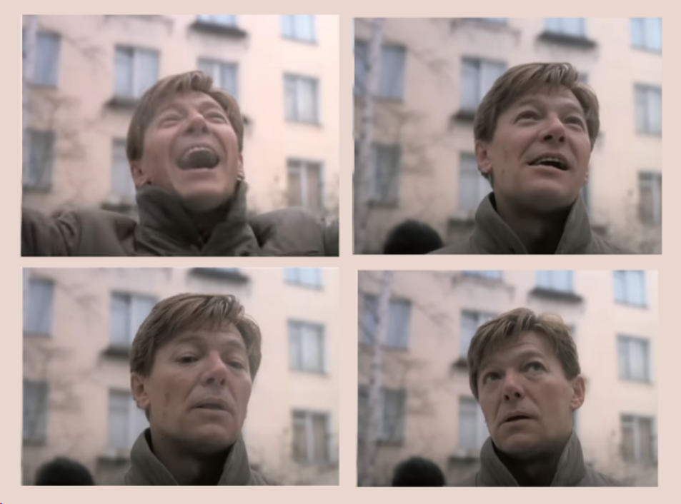 Этот эпизод длится меньше минуты, герой сначала весело кричит жене, а уже через мгновение меняется в лице. И все - никаких пояснений, дальше идут титры.