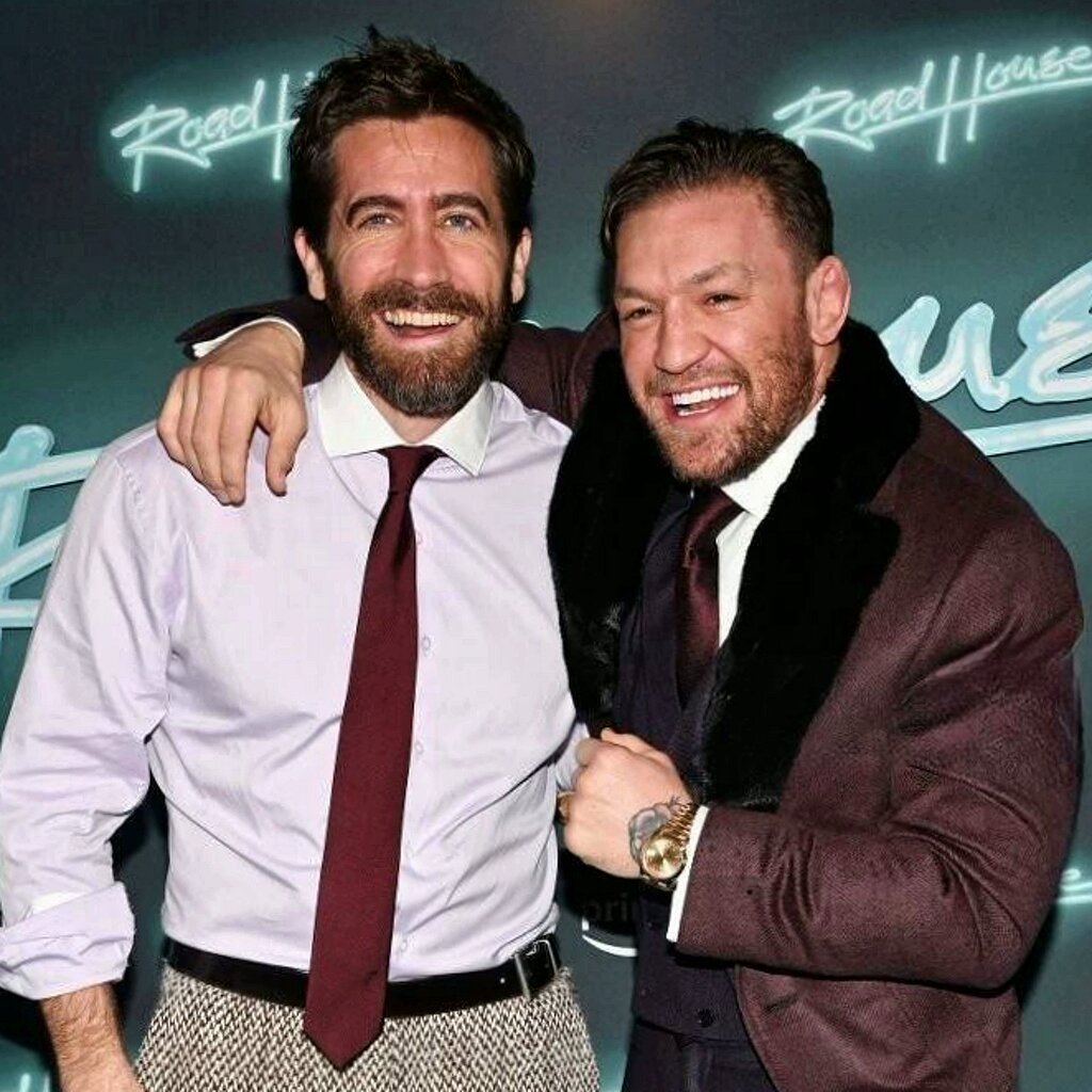 Джейк Джилленхол и Конор Макгрегор на премьере фильма «Дом у дороги» в Лондоне, 2024 г  