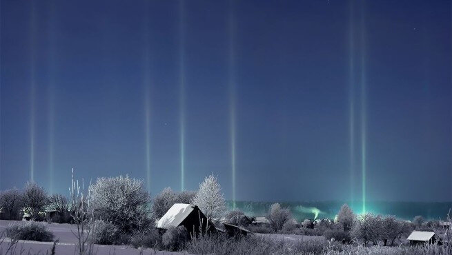 Рис.2 Световые столбы-проявленные СВЕТОЭфирные потоки 