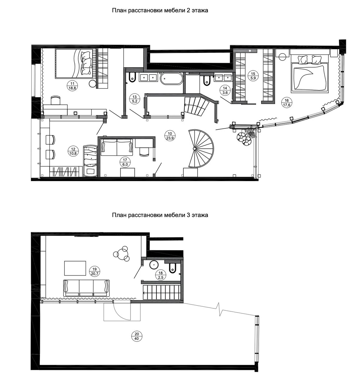 Планировочные решения для второго и третьего этажей