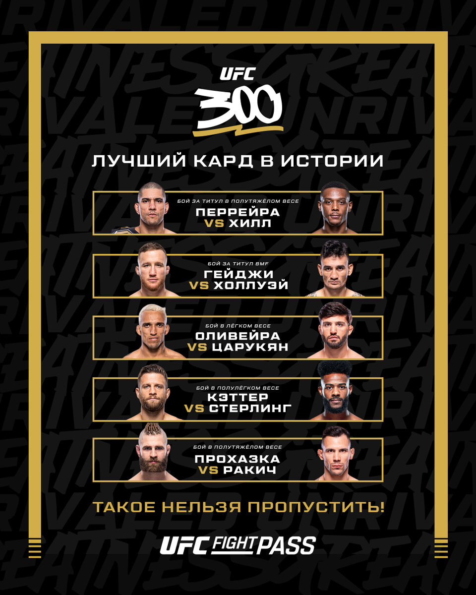 В ночь с 13 на 14 апреля в Лас-Вегасе состоится грандиозный UFC 300 - главный турнир этого года, который имеет все шансы стать самым крутым в истории ММА.