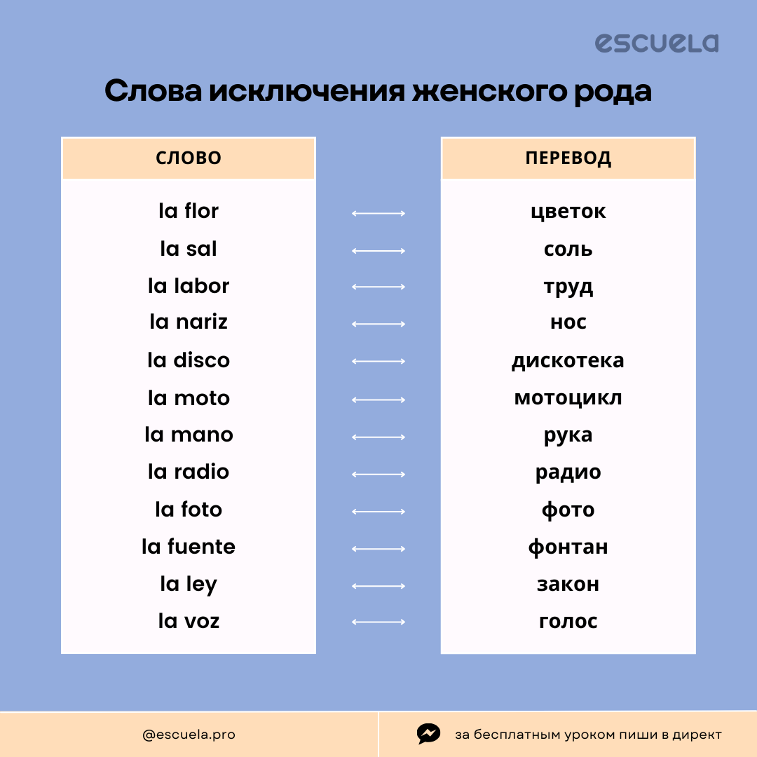 Слова-исключения женского рода в испанском | Онлайн-школа испанского  Escuela | Дзен