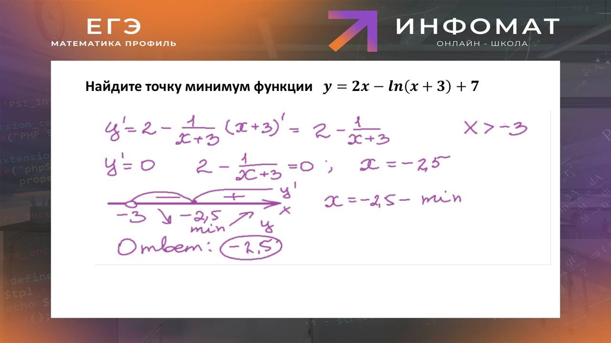 ЕГЭ ПРОФИЛЬ Задание №11 Исследование логарифмических функций | Онлайн-школа  ИнфоМат | Дзен