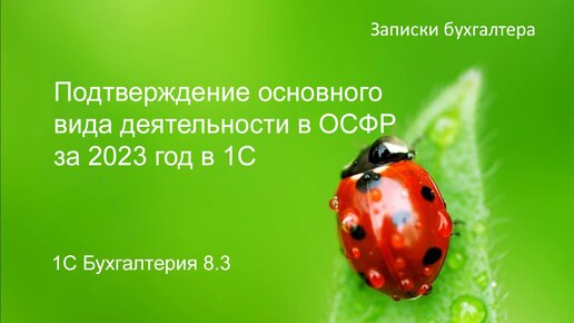 Подтверждение основного вида деятельности за 2023 год в ОСФР в программе 1С