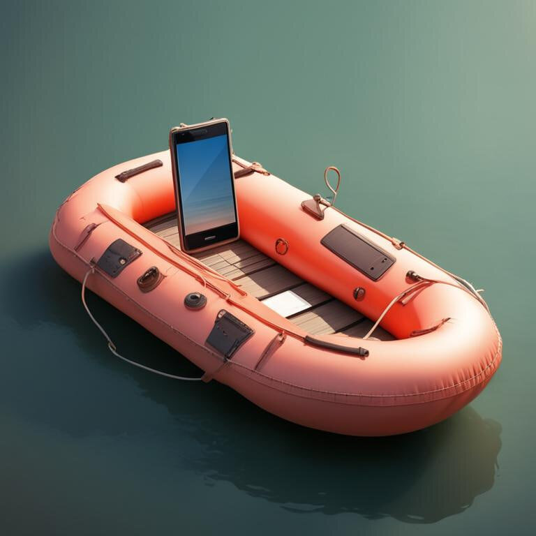 Изображение, которое мы заслужили: ИИ очень старался изобразить лодку и смартфон, чтобы проиллюстрировать тезис, вынесенный в начало текста. Как вам судно?) 