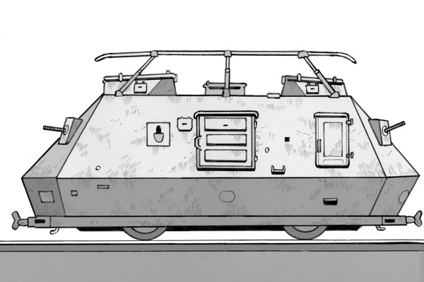 Картинка из свободных источников.   Немецкий Steyr Panzer draisine на вооружении Польши. Экипаж от 5 до 8 человек, длина 569 см, ширина 252 см, максимальная скорость 60 км/ч, запас хода 400 км, толщина брони 14 мм.  

