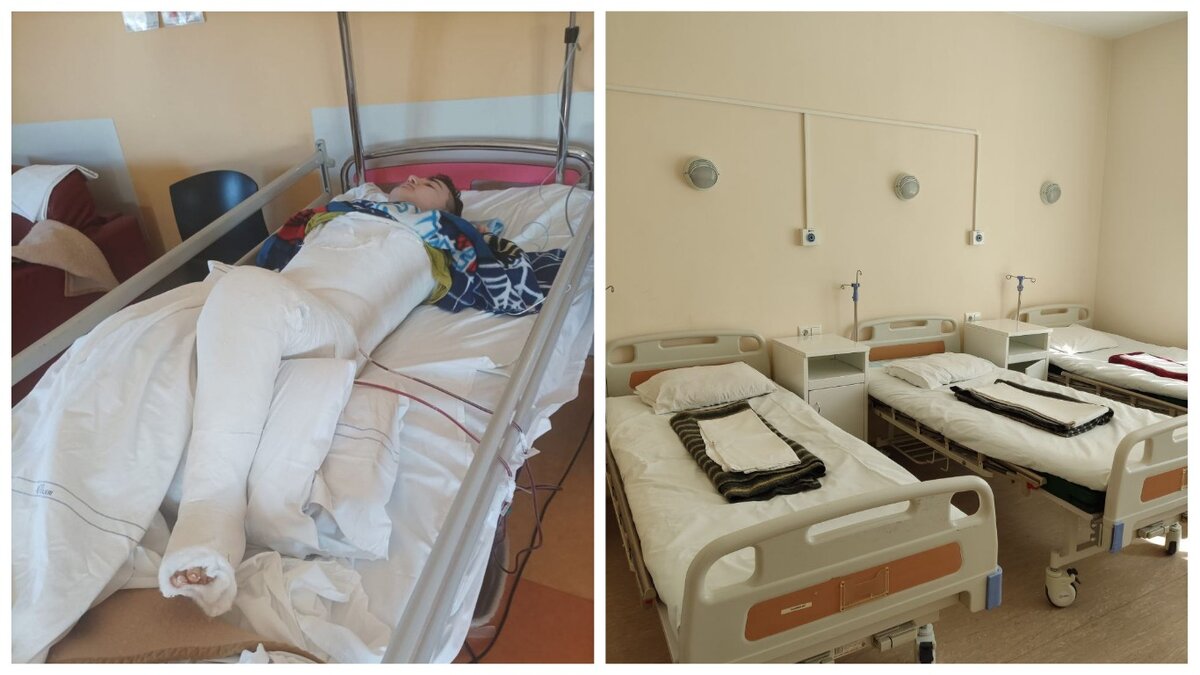 Слева - фото из Италии, где можно видеть современные кровати Справа - моя палата, кровати ничем не хуже